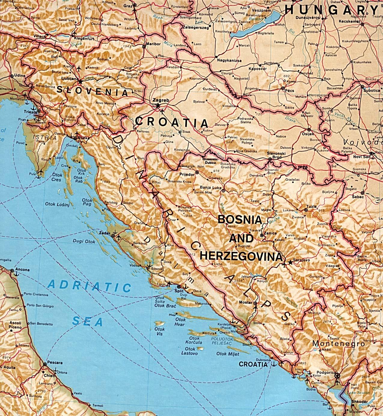 Slovenien karta - Karta som visar Slovenien (Södra Europa - Europa)