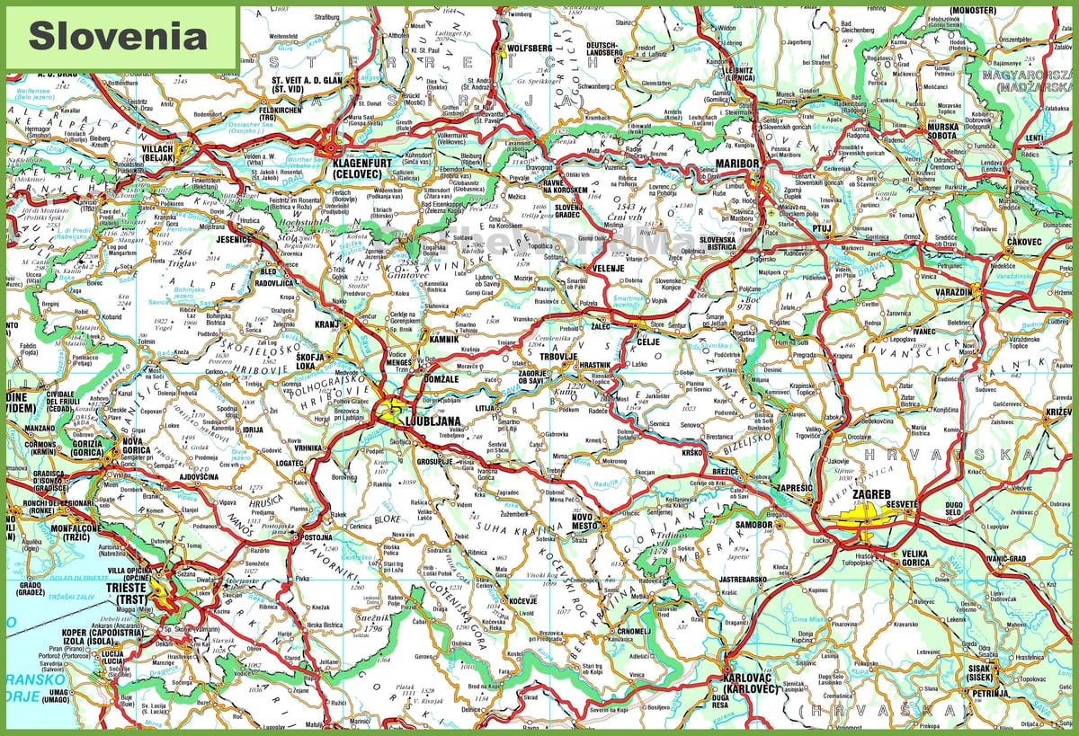 Karta över detaljerade Slovenien