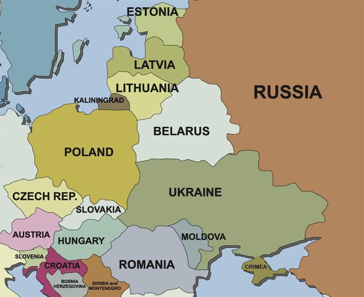 Karta över Slovenien och angränsande länder