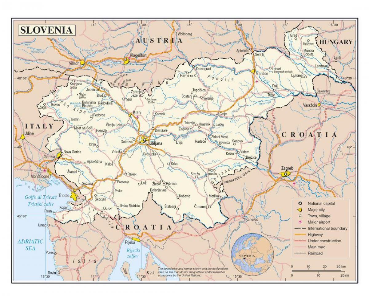 Karta över Slovenien städer