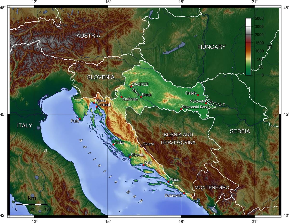Karta över Slovenien topografiska