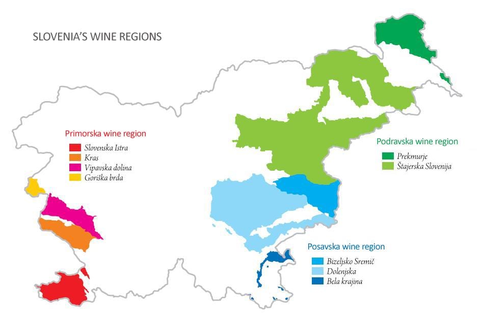 Karta över Slovenien vin