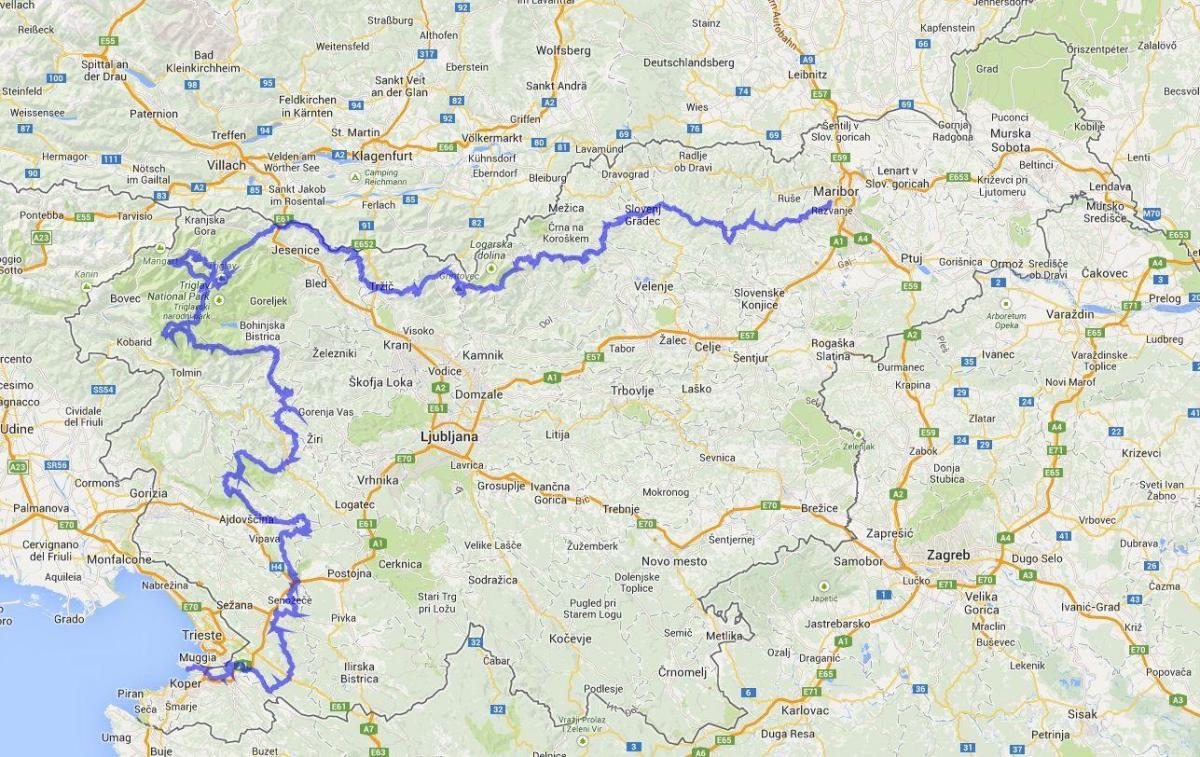 Karta över Slovenska mountain trail