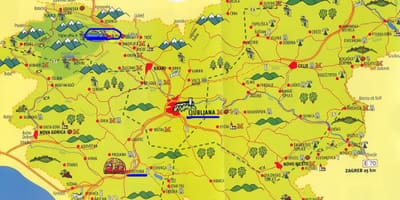 Karta över Slovenien sightseeing