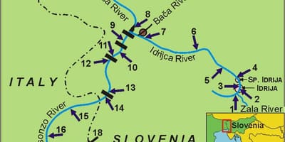 Karta över floden soca Slovenien